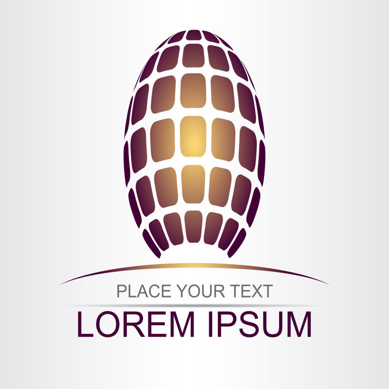 矢量抽象金色方形元素球状标志设计