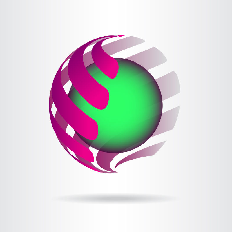 抽象偶像矢量双层球状标志设计