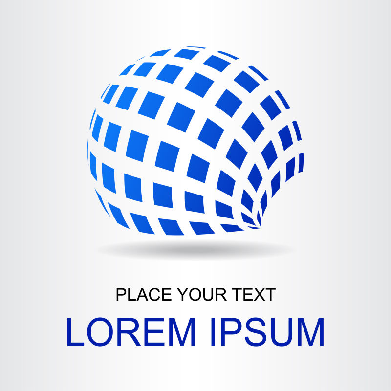 抽象矢量蓝色方形元素球状标志设计