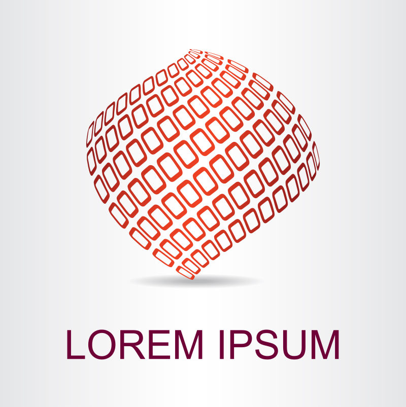 抽象矢量方形元素球状标志设计