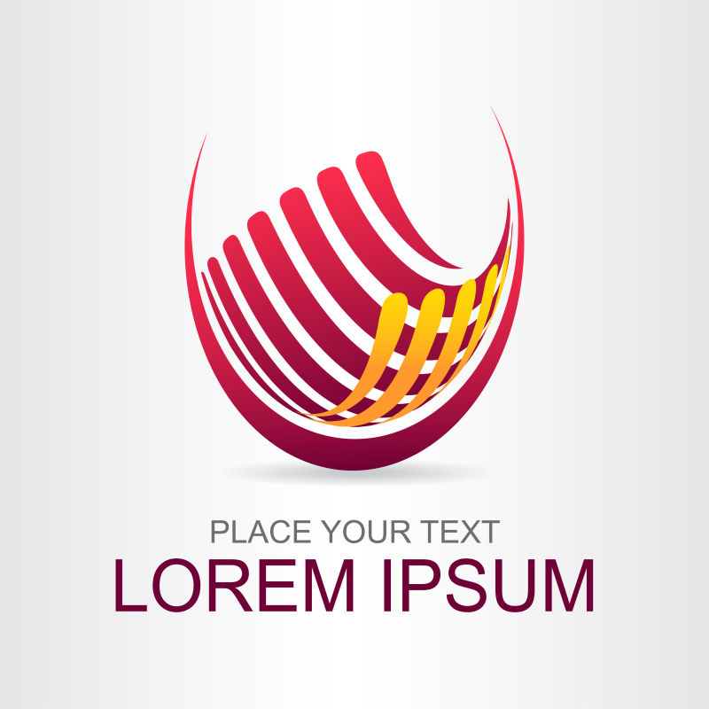 矢量抽象红色飘带元素球形标志设计