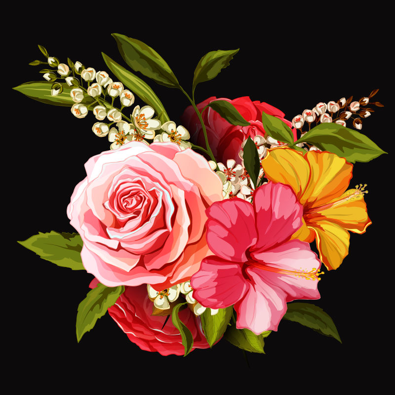 矢量美丽花卉元素设计插图