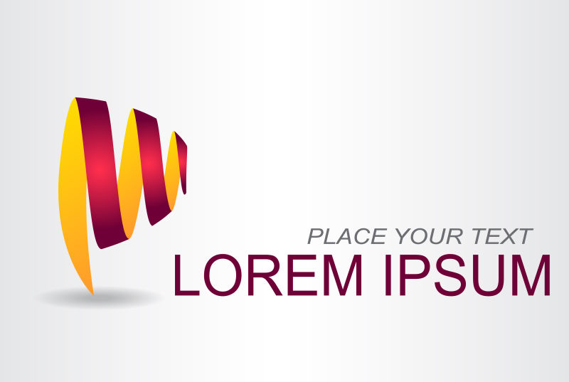 抽象彩带元素的矢量商业标志设计