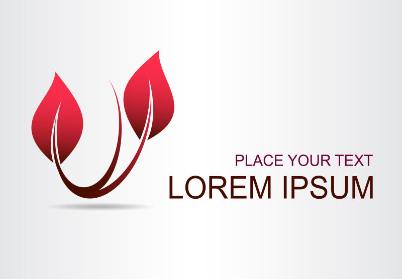 矢量红色叶片元素的标志设计