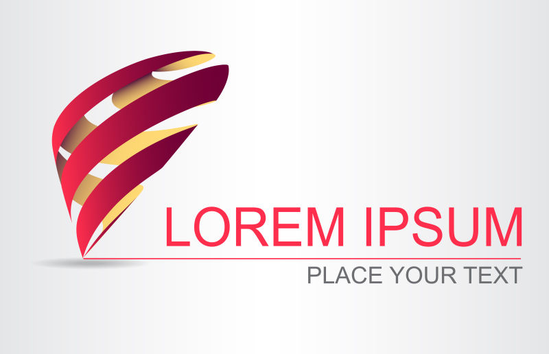 抽象红色飘带元素的矢量标志设计