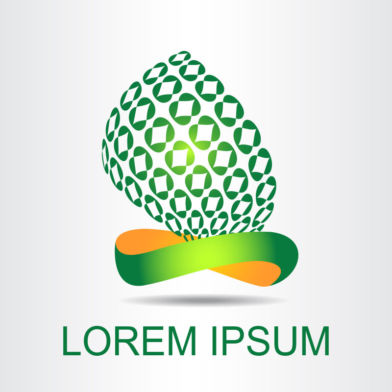 抽象绿色几何矢量球状标志设计