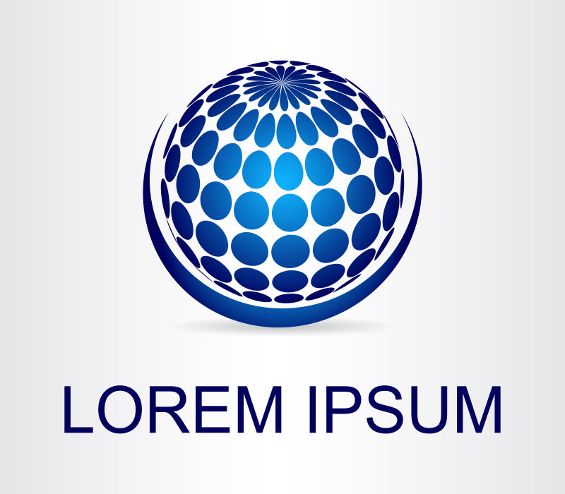 蓝色几何球形标志设计矢量