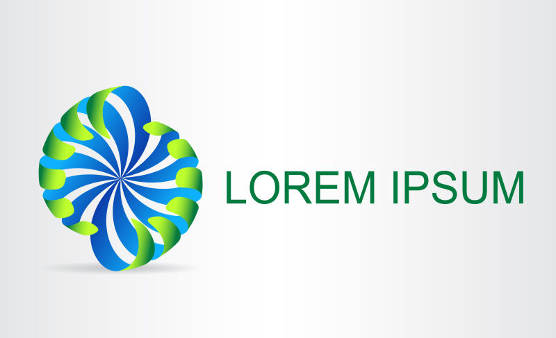 抽象矢量现代蓝绿色飘带元素球状标志设计