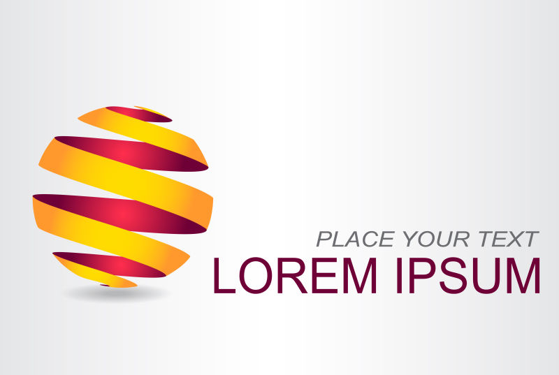 创意矢量现代黄红色球形彩带标志设计