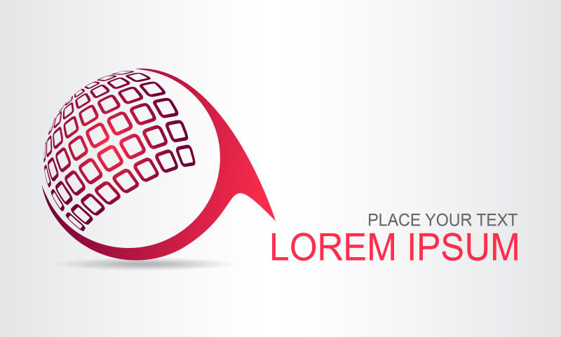 抽象红色方格元素球面标志设计矢量