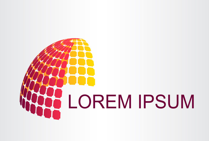 创意矢量黄色红色球面标志设计