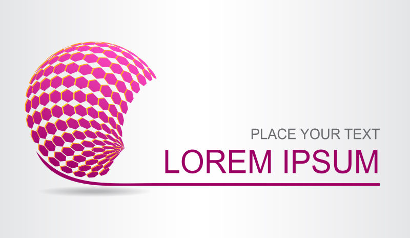 创意矢量粉色六边形元素的球面标志设计