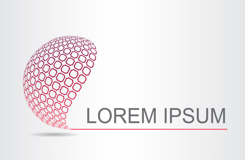 创意矢量现代红色方格元素的球面标志设计