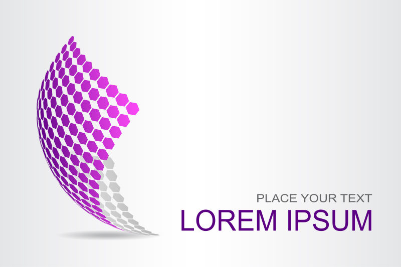 矢量抽象紫色六边形球面标志设计