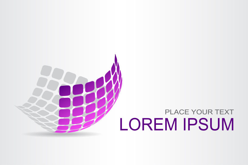 抽象紫色方格元素的矢量标志设计 