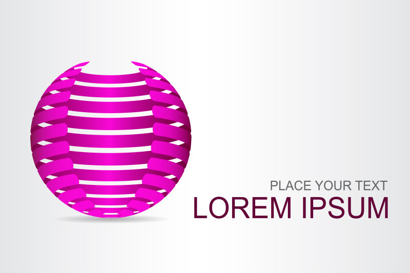 矢量粉色条纹状球状标志