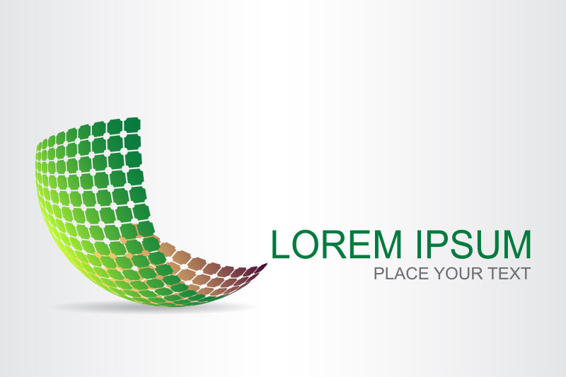 创意矢量绿色几何球状弯曲标志
