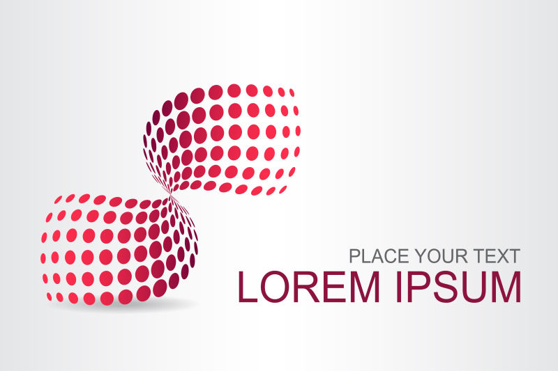 抽象矢量红色圆点元素的球面标志设计