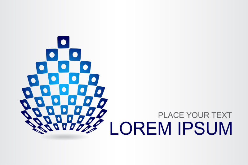 抽象矢量蓝色几何元素的球面标志设计