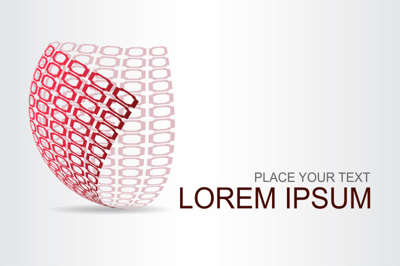 红色方框元素的矢量球面标志设计