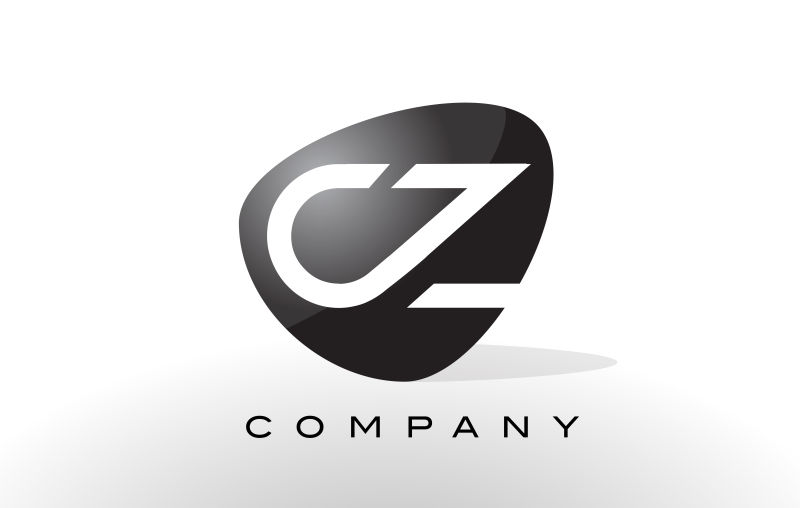 抽象矢量黑色字母cz标志设计