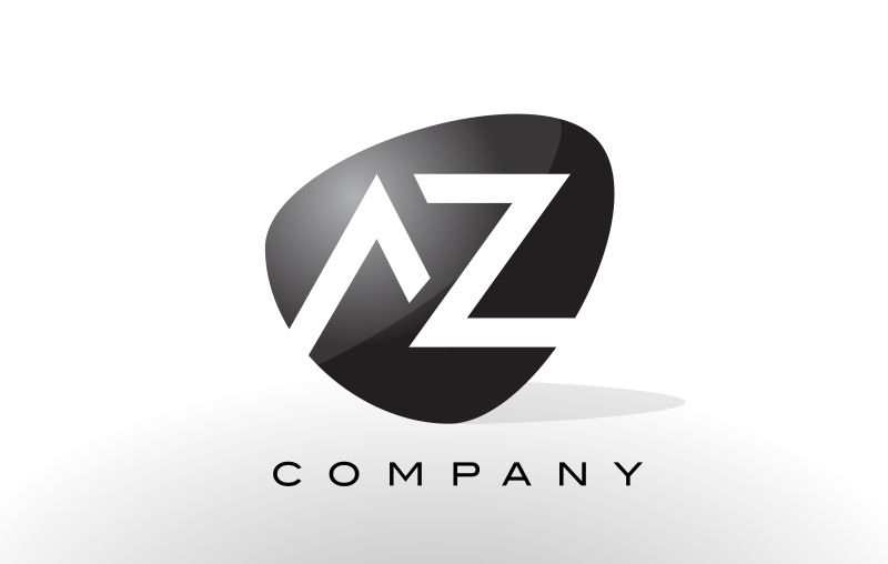 抽象矢量黑色字母az标志设计