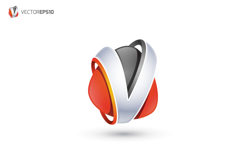 抽象矢量现代字母v标志设计