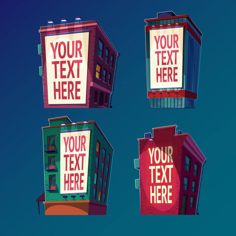 抽象矢量现代卡通房屋建筑插图