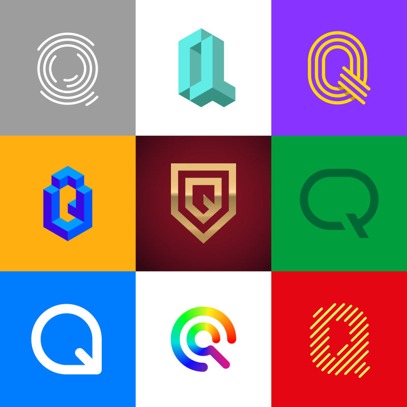 创意矢量现代几何字母q标志设计
