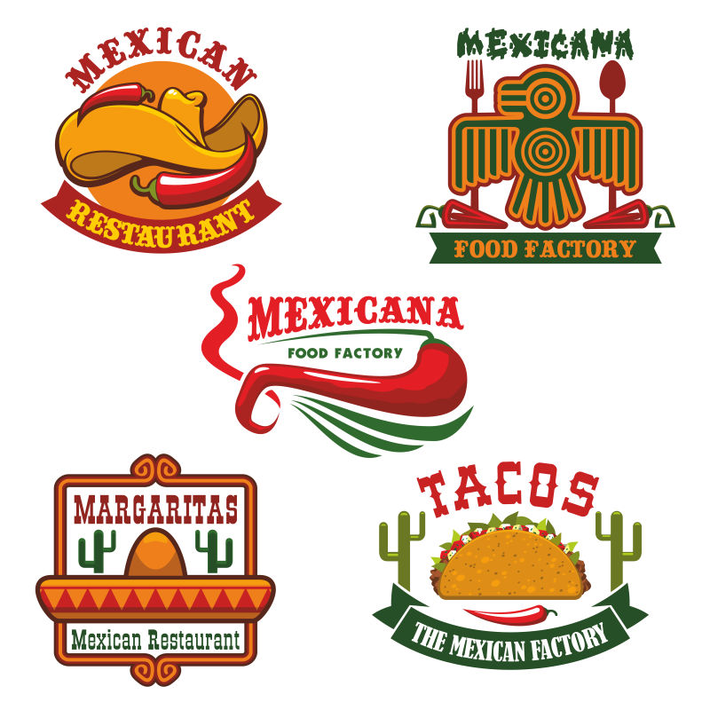 墨西哥美食餐厅标志矢量设计