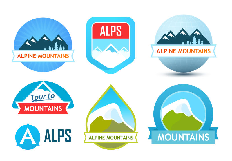 阿尔卑斯山脉标志矢量设计