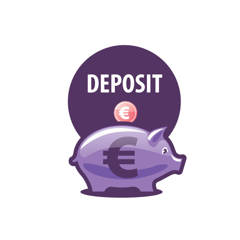 紫色的小猪银行标志矢量设计