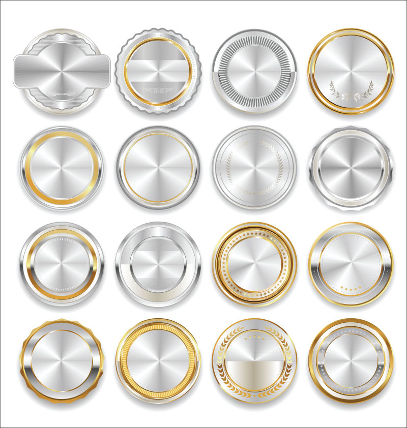 创意矢量银色复古空白徽章设计