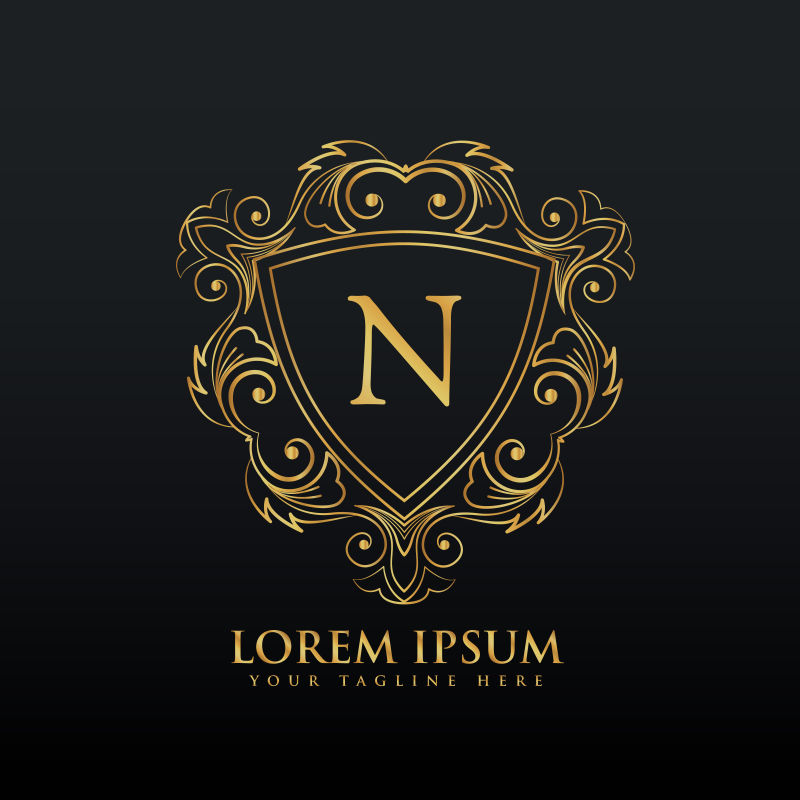 抽象矢量花纹装饰的字母n标志设计