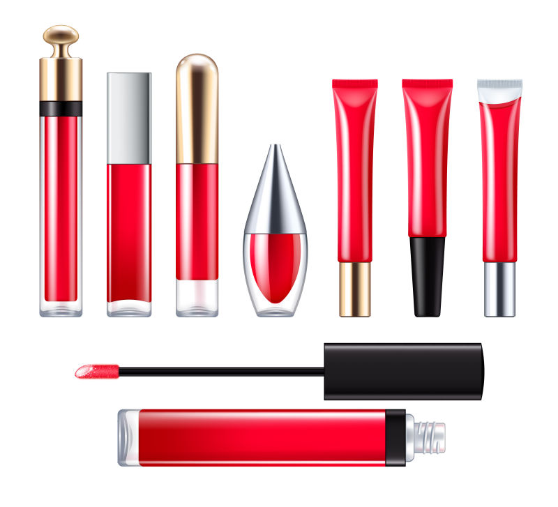 红色唇彩插图矢量设计