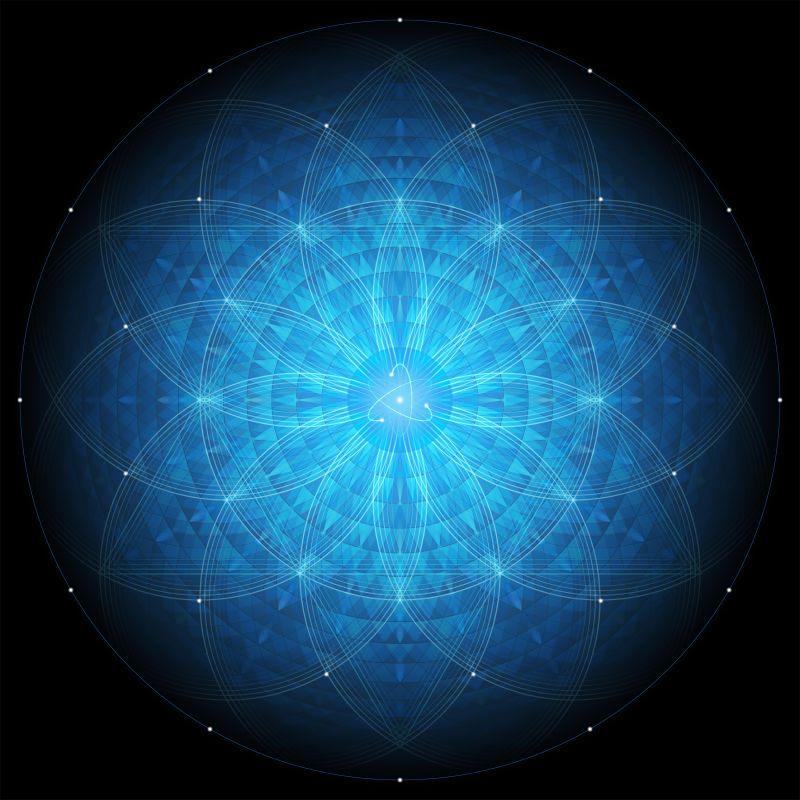 黑色背景上的复杂深蓝色几何曼荼罗神圣几何学生命之花和原子矢量素材 高清图片 摄影照片 寻图免费打包下载