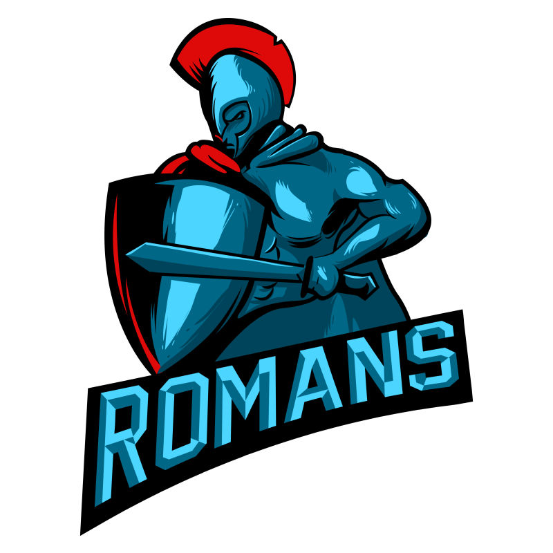 手绘吉祥物标志罗马尼亚战斗机