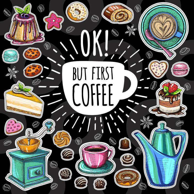 创意矢量咖啡主题的菜单设计