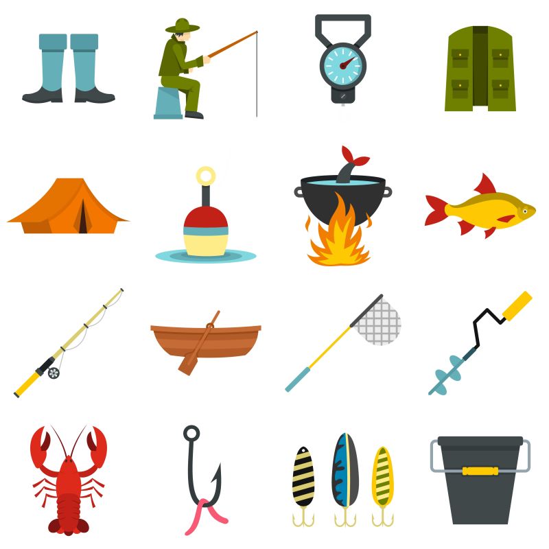 创意矢量钓鱼主题的图标设计