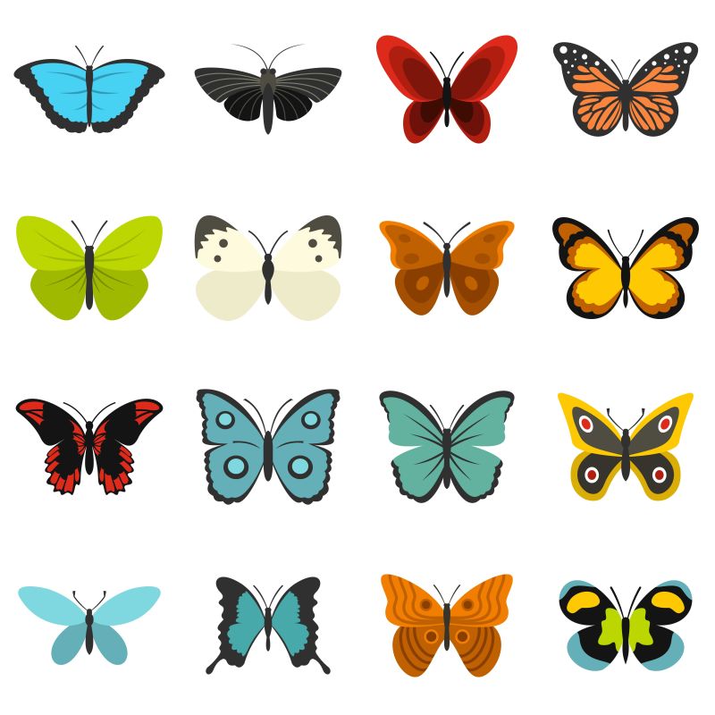 创意彩色蝴蝶元素的矢量图标设计