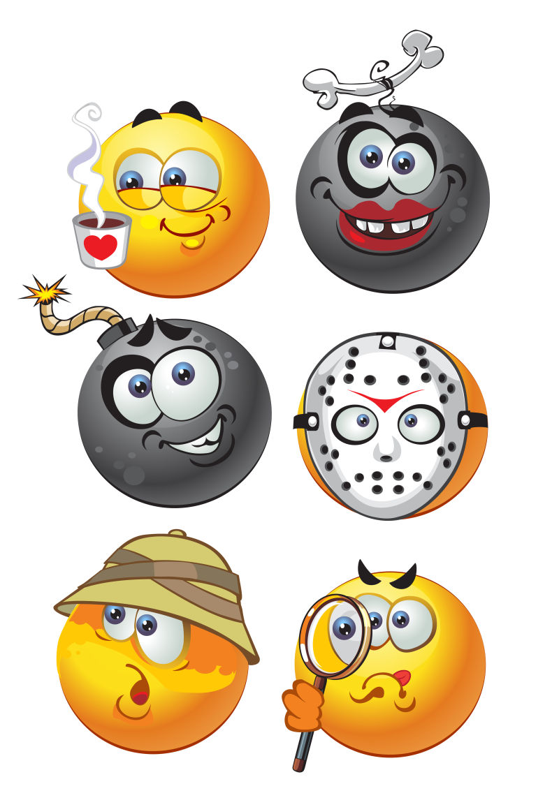 创意矢量卡通黄色球形表情包设计