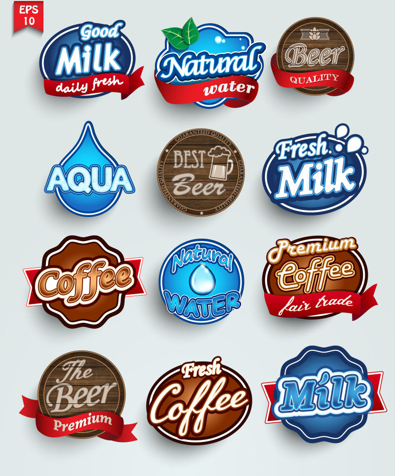 抽象矢量现代水果标签设计