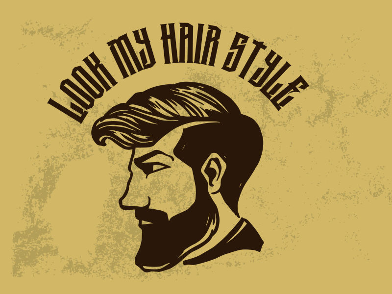 抽象矢量帅气男孩元素的理发店标志设计