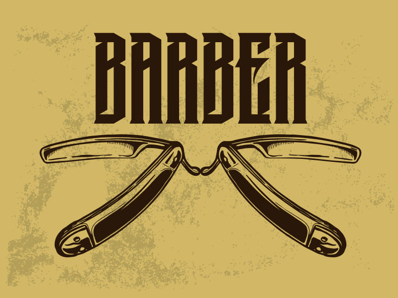 创意矢量理发店工具设计插图