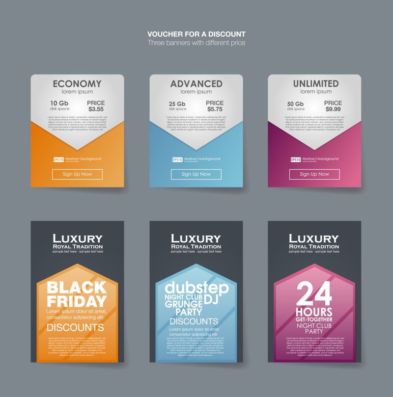 抽象矢量现代彩色销售定价横幅设计