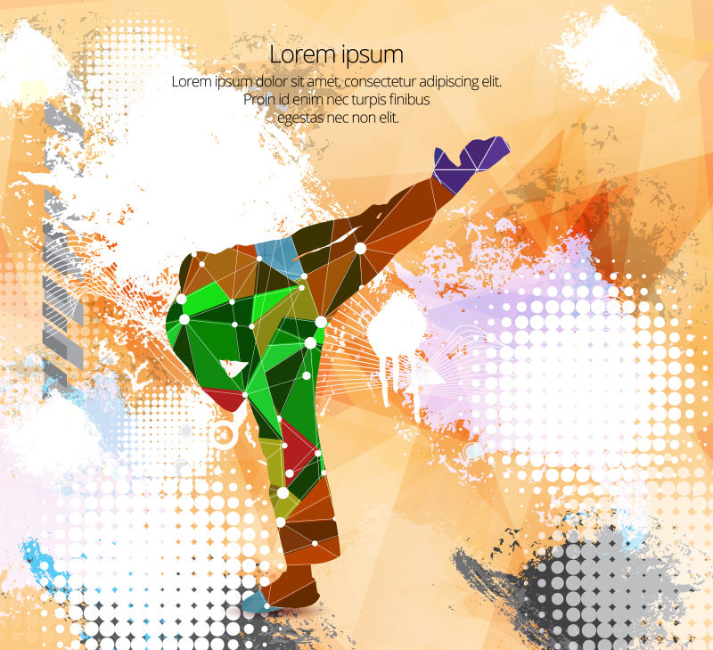 矢量彩色创意的空手道轮廓设计