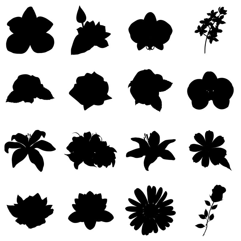 创意矢量花卉剪影设计