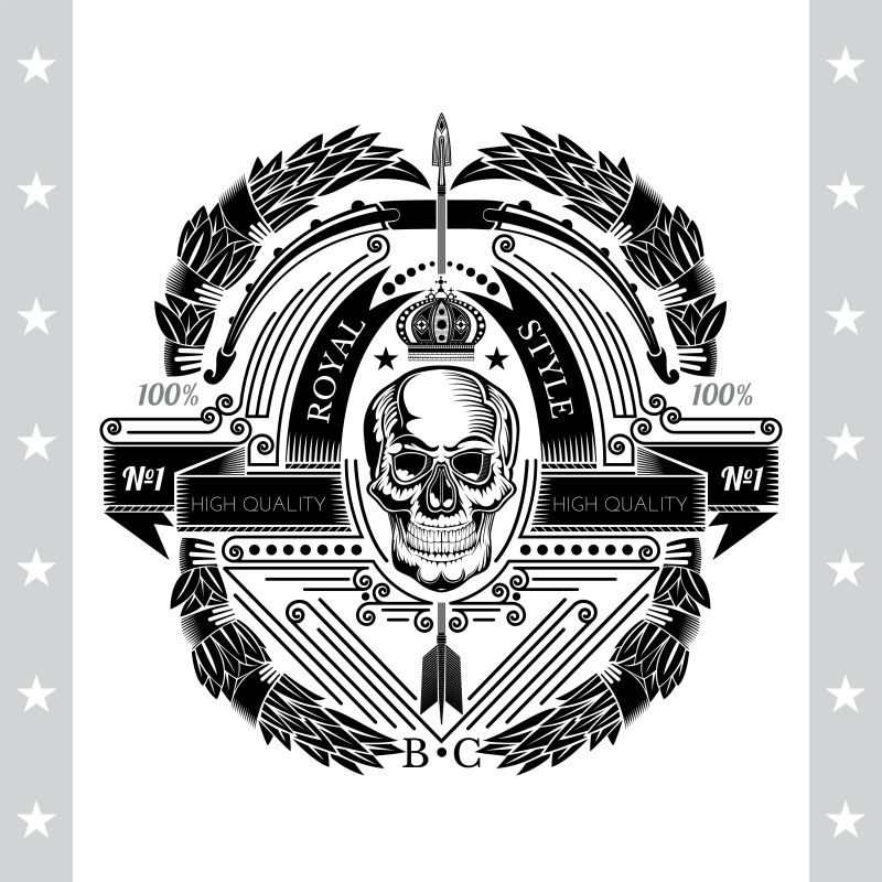 矢量复古风格的头骨插图