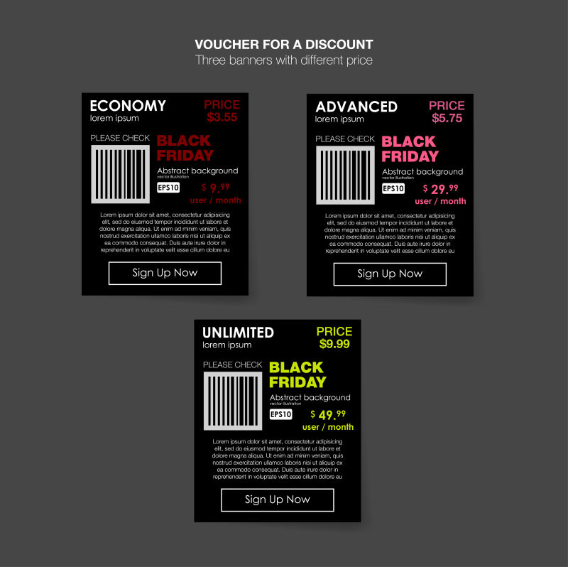 黑色的网站界面矢量设计