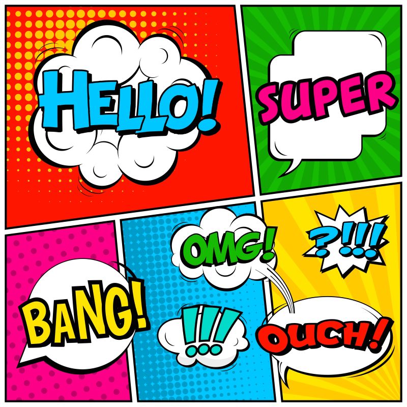 抽象矢量艺术风格的漫画对话框设计